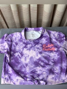 More Than Magic Purple Tie-Dye Girls Swim Cover Shirt - "Radiate Positivity"